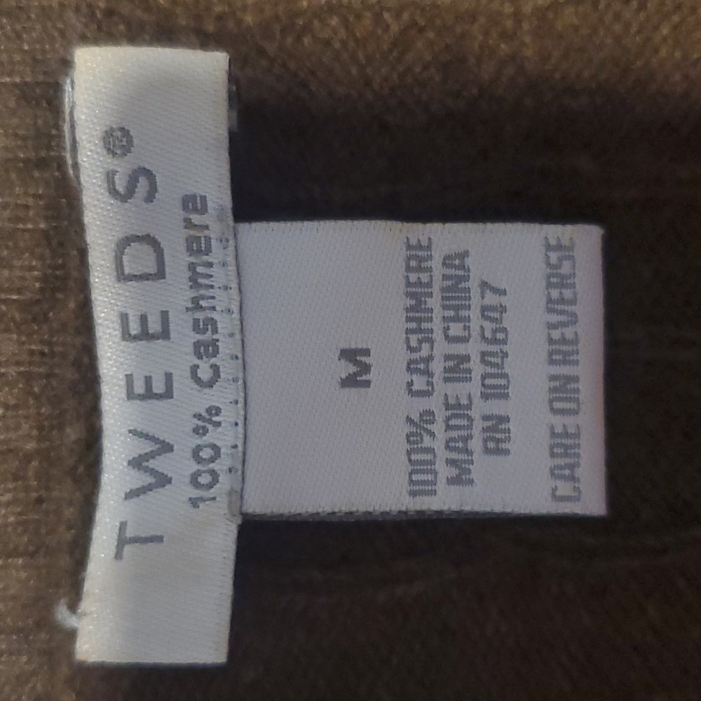 Tweeds 100% Cashmere Sweater SZ M Brown Pullover V-nBrown Cable Knit Sweater - Picture 7 of 7